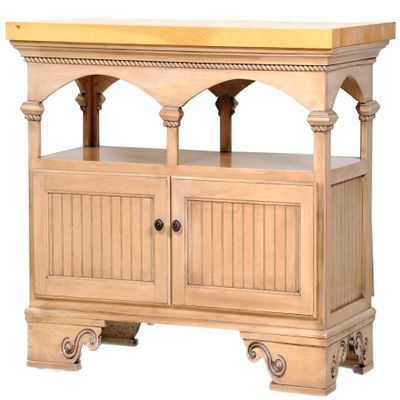 American Heartland 15045AMPT Poplar Kitchen Island with Pine Top, Aquamarine