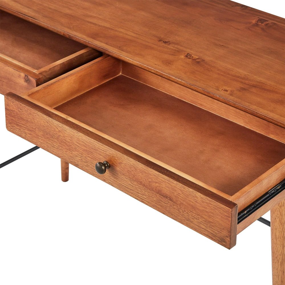 Inspire Q Aksel Wood 2-Drawer Sofa Table TV Stand by Modern Brown Console Tables, Sofa Tables
