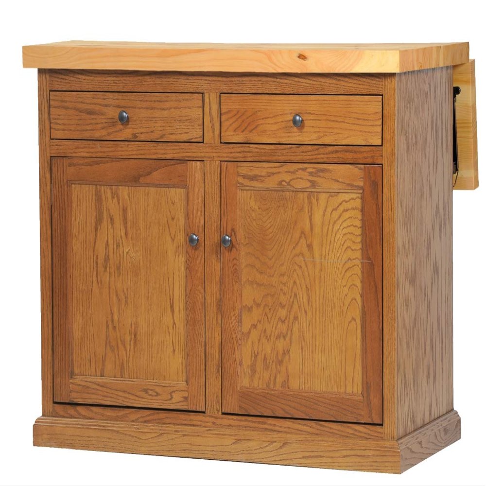 Oak Kitchen Island with Flip-up Top in Medium with Oak Top