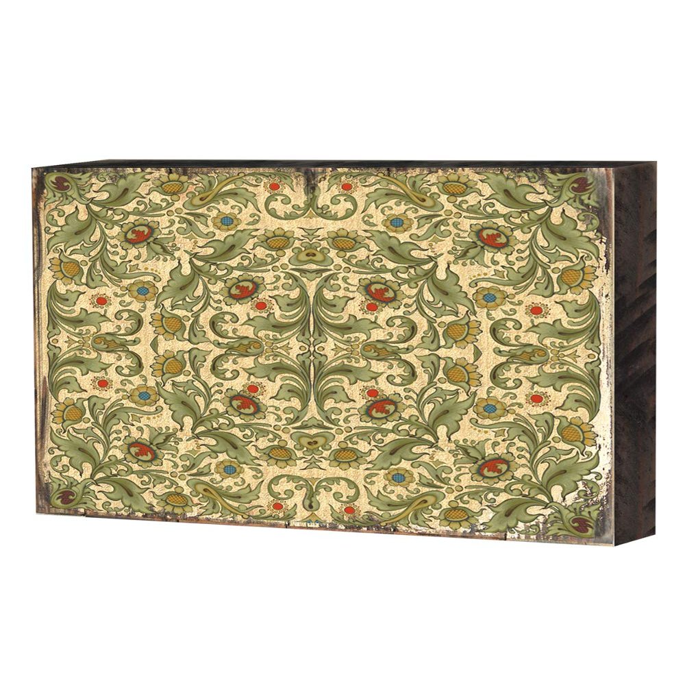 Designocracy 95011-12 Patterned Rustic Wooden Block Design Graphic Art