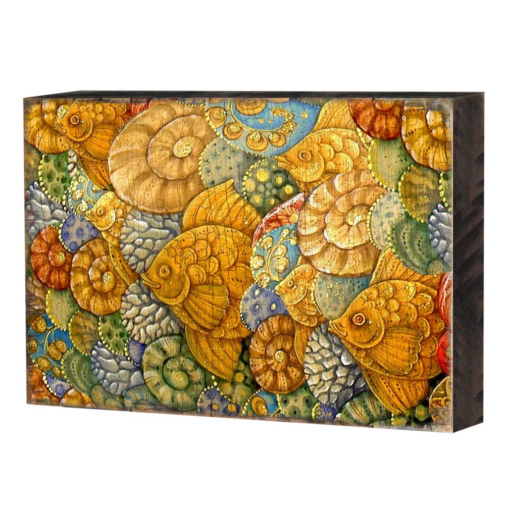Designocracy 95018-12 Patterned Rustic Wooden Block Design Graphic Art
