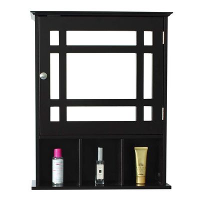 Aelph Single Door Three Compartment Storage Bathroom Cabinet with Mirror Grey-Brown
