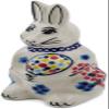 Polmedia Polish Pottery Bunny Figurine - Kismet Red Pattern Handmade in Boleslawiec Poland + Certificate of Authenticity view 1