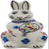 Polmedia Polish Pottery Bunny Figurine - Kismet Red Pattern Handmade in Boleslawiec Poland + Certificate of Authenticity view 2