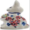 Polmedia Polish Pottery Bunny Figurine - Kismet Red Pattern Handmade in Boleslawiec Poland + Certificate of Authenticity view 3
