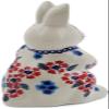 Polmedia Polish Pottery Bunny Figurine - Kismet Red Pattern Handmade in Boleslawiec Poland + Certificate of Authenticity view 4