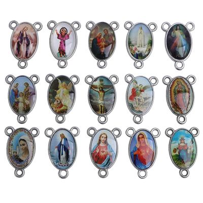 100pcs of Assorted Double Sided Holy Family Divine Mercy Medal Rosary Center Centerpieces