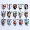 100pcs of Assorted Double Sided Holy Family Divine Mercy Medal Rosary Center Centerpieces view 2
