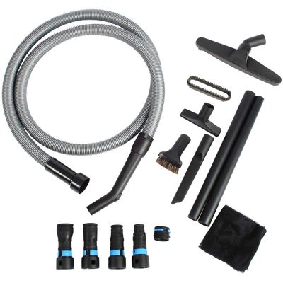 Cen-Tec Systems 95259 10 Ft. Home and Shop Vacuum Hose with Expanded Multi-Brand Power Tool Dust Collection Adapter Set and Full Attachment Kit, Black