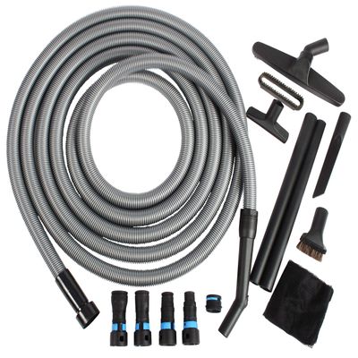 Cen-Tec Systems 95292 30 Ft. Home and Shop Vacuum Hose with Expanded Multi-Brand Power Tool Dust Collection Adapter Set and Full Attachment Kit, Black, 30 Ft. Hose