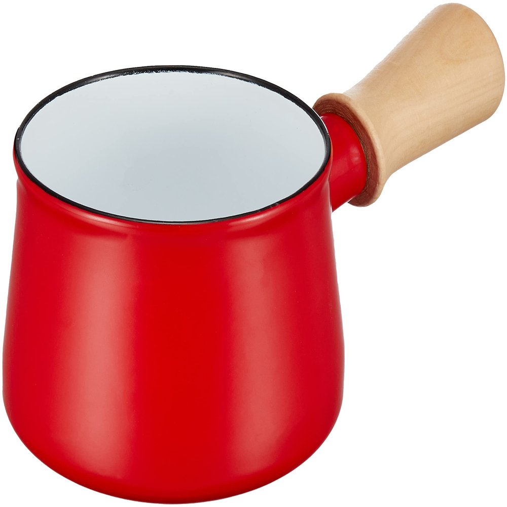 Pearl Metal HB-5065 Milk Pan, Pot, 3.9 inches (10 cm), Enamel, Enamel, Red, Petite