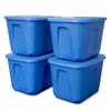 HOMZ 4-Pack Durable Molded Bin, Plastic Storage Containers w/Lids, 10 Gallon, Blue - Stackable Organizer Totes and Boxes for Bedroom, Kitchen, and Garage Organization view 1