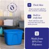 HOMZ 4-Pack Durable Molded Bin, Plastic Storage Containers w/Lids, 10 Gallon, Blue - Stackable Organizer Totes and Boxes for Bedroom, Kitchen, and Garage Organization view 3