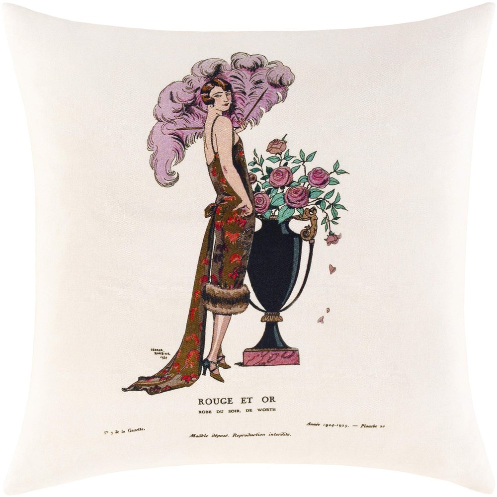 Artistic Weavers Modele Throw Pillow, 18" x 18", Black, Cream, Camel, Lilac, Peach, Brick, Emerald