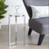 Kate and Laurel Aguilar Glam Round Drink Table, 8 x 8 x 23, Silver and White, Small Accent Table for Use as Plant Pedestal Stand with Marble Tabletop view 4