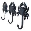 Rustic Blue Cast Iron Crab Wall Hooks, Set of 3, 5 Inch view 2