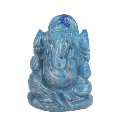 Gemhub Mini Ganesh Statue 222.00 Ct Lord of Success Sculpture Made With Natural Lapis Lazuli Stone - Hindu God Figurine EN-917