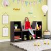 Costzon Kids Bookshelf with Reading Nook, 6 Cubby Bookcase with Soft Seat Cushion, Wooden Toy Storage Organizer with Bench, Book Shelf for Kids Room, Playroom, Nursery, Daycare view 2