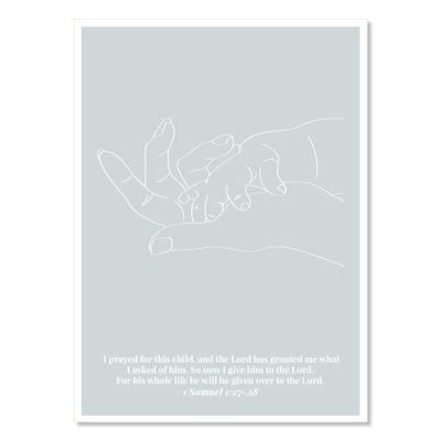 1 Samuel 1:27-28 For This Child Line Art Sketch Blue Print, Unframed