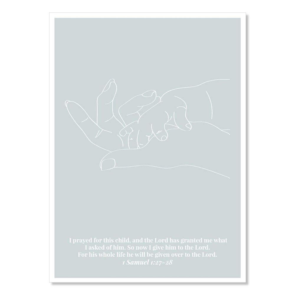 1 Samuel 1:27-28 For This Child Line Art Sketch Blue Print, Unframed