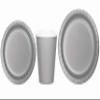 Baxters Party Bundles Bulk, Silver, 96 Count 9 Inch Round Paper Plates, 96 Count 9 Ounce Hot/Cold Paper Cups, 96 Count 7 Inch Round Paper Plates, Pack Contains 288 Pieces view 1