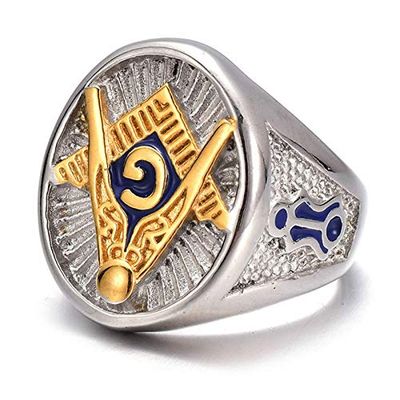 Bansriracha Silver Stainless Steel Masonic Ring for Men Gold Masonic Symbol Freemason Masonic Charm Rings Men Finger Ring Jewelry Gift (10)