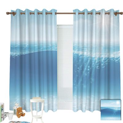 ZXAWT Curtains/Grommet Top Blackout Curtains/Thermal Insulated Curtain for Bedroom and Kitchen-Set of 2 Panels(A Background Showing a Bubbly Ocean on a Sunny Day W 55"*L 72")