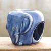 NOVICA Artisan Handmade Celadon Ceramic Oil Warmer Blue Thailand Lamps Lighting Incense Burners Elephant [3.5in H x 4.7in W x 3.9in D] ' Sapphire Elephant' view 4