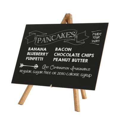 M&T Displays Wooden 8.5x11 Inch Desktop Mini Easel with Chalkboard Vintage Chalk A4 Advertising Frame for Restaurant Retail Store Office Wedding Party Event Home Dark Wood