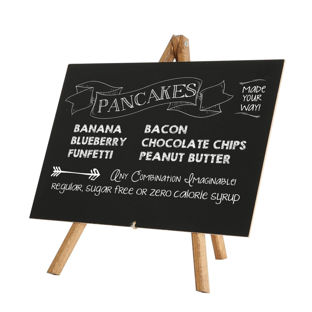 M&T Displays Wooden 8.5x11 Inch Desktop Mini Easel with Chalkboard Vintage Chalk A4 Advertising Frame for Restaurant Retail Store Office Wedding Party Event Home Dark Wood