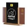 M&T Displays Classic Desktop Menu Holder with Chalkboard, Portrait Table Top Sign Holder, Ad Frame for Restaurant, Store, Office, Wedding, Party, Event (2 Pack) (Natural Wood, 8.5x11) view 1