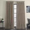1 Pc Modern Faux Linen Mink Blackout Curtains, Beautiful Design Extra Wide Energy Efficient 100 X 120 Inch Window Curtains, Insulated Privacy Rod Pocket Back Tab Room Darkening Curtains for Bedroom view 1