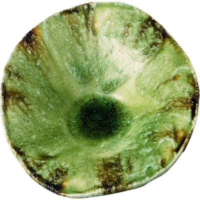 Figure Moon Kiln Dish, Ash Glazed Hand, 6 Size, Ceramic, 7.3 x 1.1 inches (18.5 x 2.8 cm)
