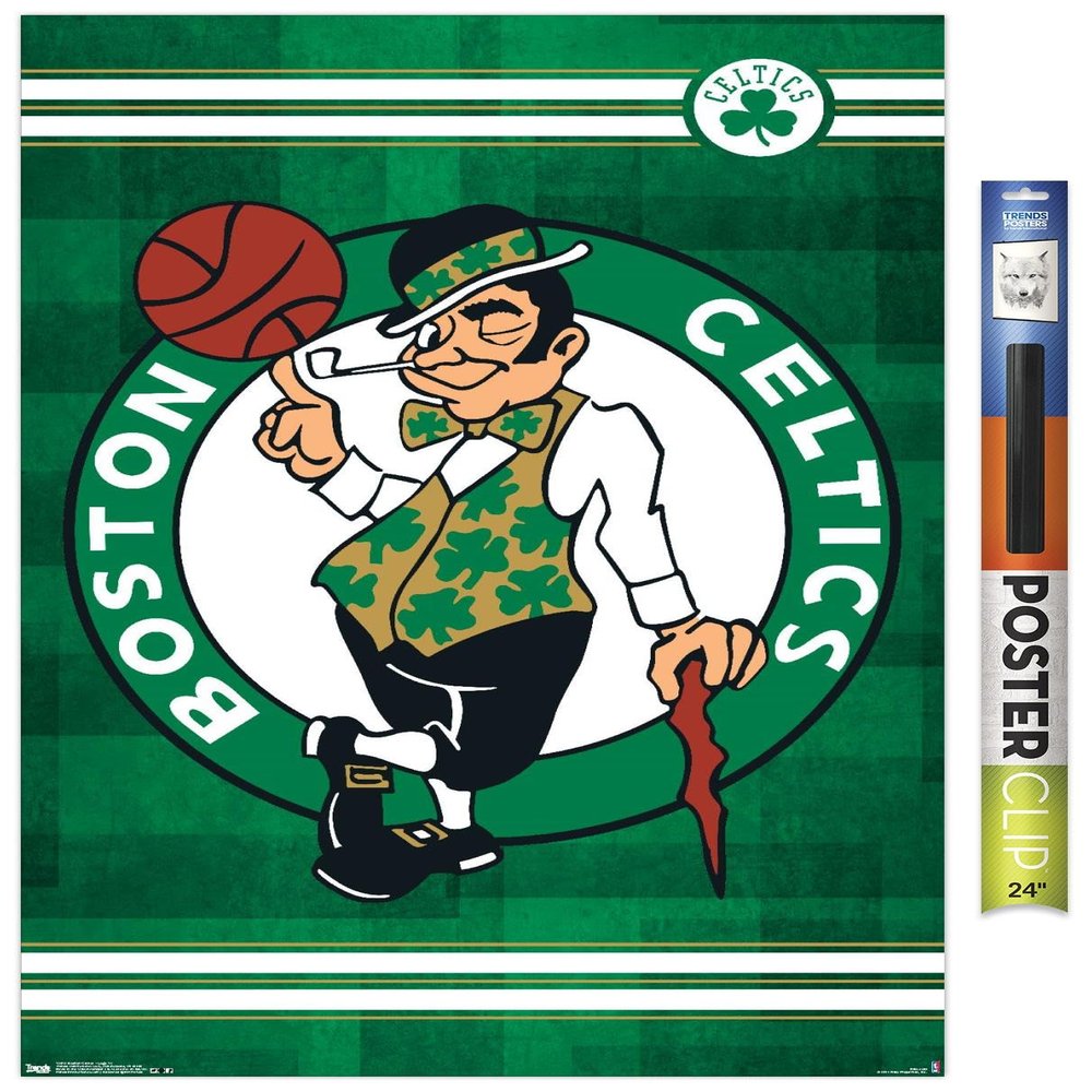 Trends International NBA Boston Celtics - Logo 14 Wall Poster, 34L x 22.4W, Premium Poster & Clip Bundle