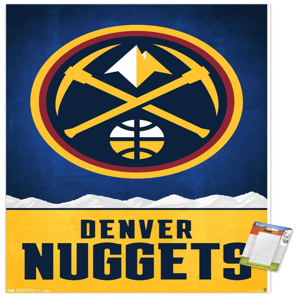 Trends International NBA Denver Nuggets - Logo 18 Wall Poster, 22.375" x 34", Premium Poster & Mount Bundle