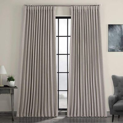 1 Pc Modern Faux Linen Clay Blackout Curtains, Beautiful Design Extra Wide Energy Efficient 100 X 96 Inch Window Curtains, Insulated Privacy Rod Pocket Back Tab Room Darkening Curtains for Bedroom