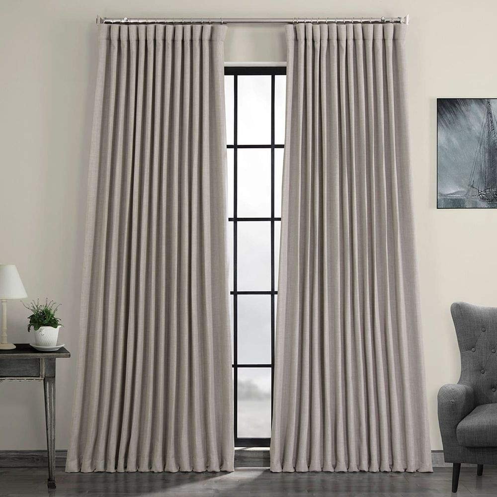 1 Pc Modern Faux Linen Clay Blackout Curtains, Beautiful Design Extra Wide Energy Efficient 100 X 96 Inch Window Curtains, Insulated Privacy Rod Pocket Back Tab Room Darkening Curtains for Bedroom