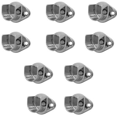 DBM IMPORTS 1-1/16'' Tubing U Chrome Finish Half Round Wall Flanges Fixture Hanger 10 Pc