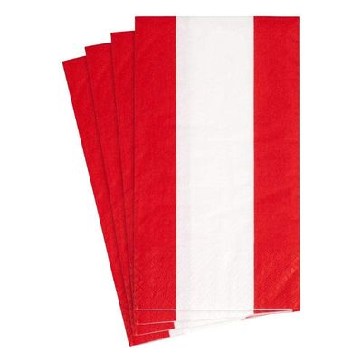 Caspari Bandol Stripe Paper Guest Towel Napkins in Red, 30 Count