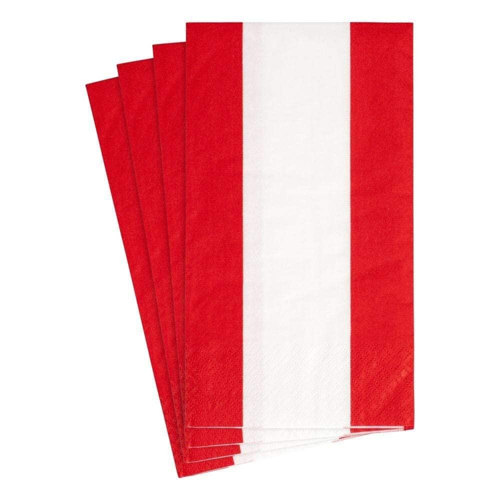 Caspari Bandol Stripe Paper Guest Towel Napkins in Red, 30 Count