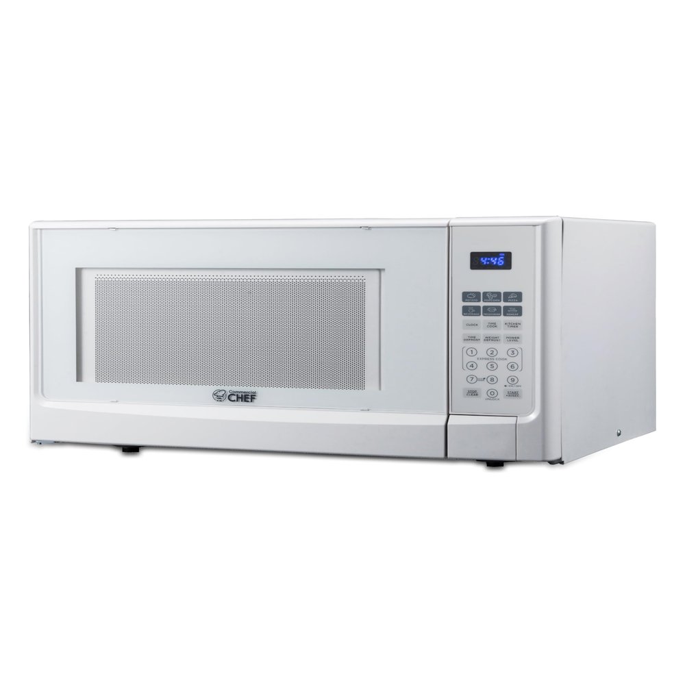COMMERCIAL CHEF 1.4 Cubic Foot Microwave with 10 Power Levels, Small Microwave with Push Button, 1100 Watt Microwave with Digital Control Panels, Countertop Microwave with Timer, White