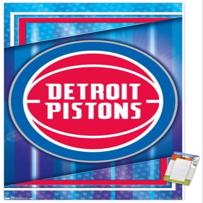 Trends International NBA Detroit Pistons - Logo 17 Wall Poster, 34L x 22.4W, Premium Poster & Mount Bundle
