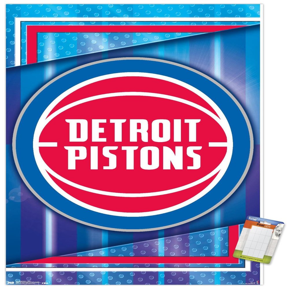 Trends International NBA Detroit Pistons - Logo 17 Wall Poster, 34L x 22.4W, Premium Poster & Mount Bundle