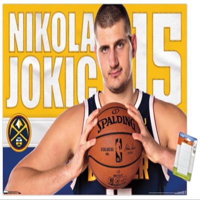 Trends International NBA Denver Nuggets - Nikola Jokic 19 Wall Poster, 22.375" x 34", Premium Poster & Mount Bundle