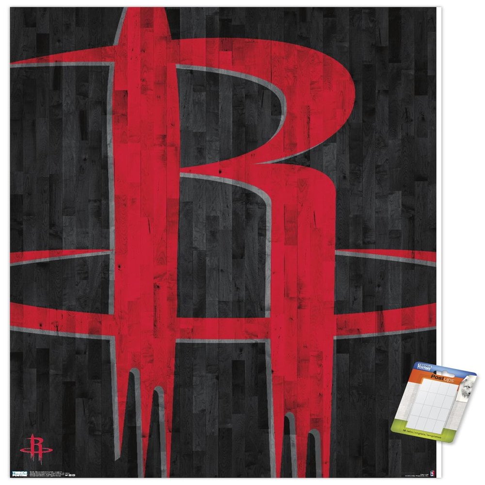 Trends International NBA Houston Rockets - Logo 19 Wall Poster, 22.375" x 34", Premium Poster & Mount Bundle