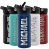 Personalized Kids Water Bottle w Straw & Lid FREE ENGRAVING! Custom Water Bottle w Name for Children, 18 oz - 9 COLOR, BPA Free - Non Sweat - Double Wall Insulated view 1