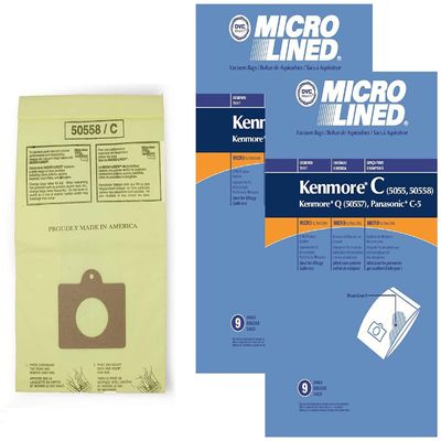 DVC Micro-Lined Paper Replacement Bags For Kenmore Type C, Q, 5055, 50557, 50558 Fit Kenmore Canister Models - 18 Bags