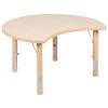 Flash Furniture Wren 25.125"W x 35.5"L Crescent Natural Plastic Height Adjustable Activity Table view 1