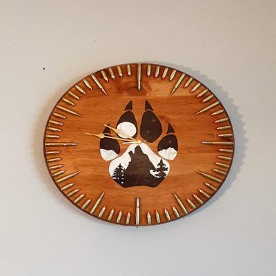 15" Wolf Paw Clock