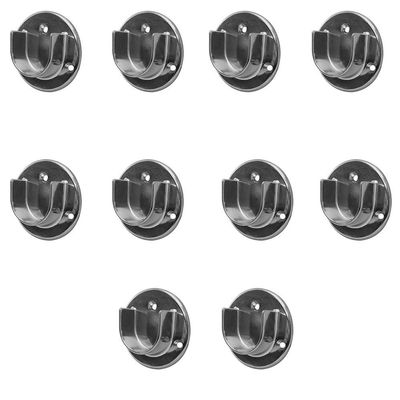 DBM IMPORTS 1-1/4 Tubing U Chrome Finish Half Round Wall Flanges Retail Fixture Hanger 10 Pc